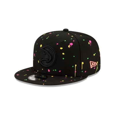 Black Atlanta Hawks Hat - New Era NBA Neon Splatter 9FIFTY Snapback Caps USA6079281